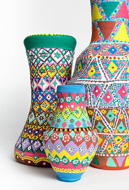istock Colorful decorated painted oriental pottery vases 635676808