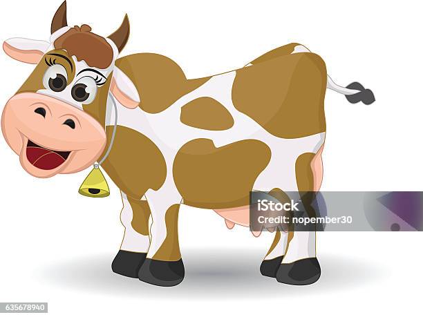 Cartoon Cow Female Smiling Stock Illustration - Download Image Now -  Animal, Brown, Cow - iStock