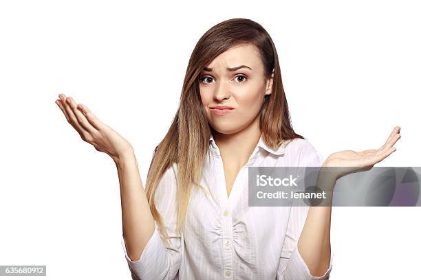 I Cant Help You Stock Photo - Download Image Now - Shrugging, White Background, Asking