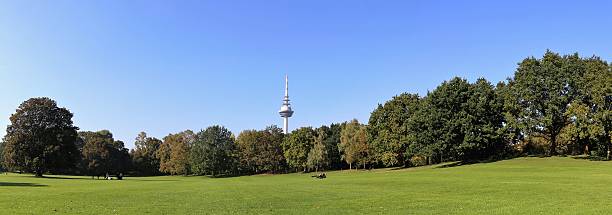 Luisenpark in Mannheim, Germany Luisenpark in Mannheim, in the background the communication tower mannheim stock pictures, royalty-free photos & images