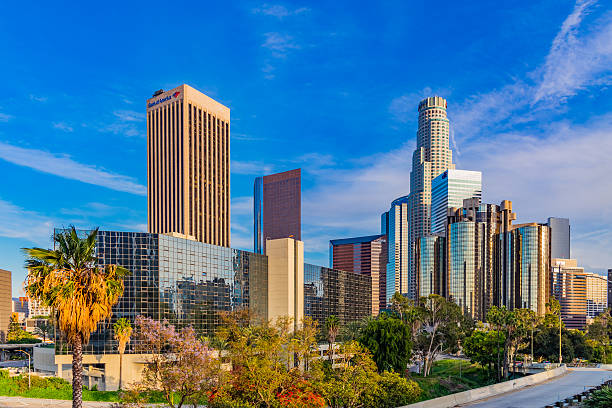 istock Skyscrapers of downtown Los Angeles skyline, CA 635683002