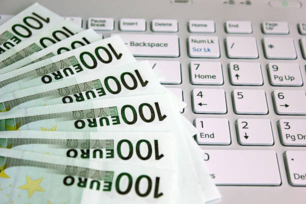 Euro and computer stock photo
