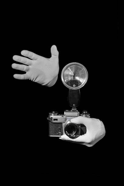 istock Old rangefinder vintage and retro photo camera with  color effect 635686246