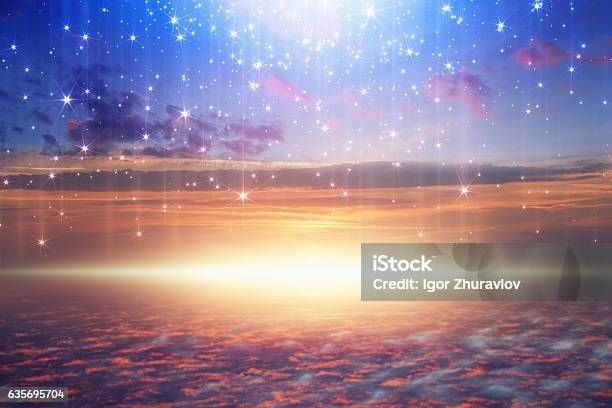 Bright Light From Heaven Stars Fall From Skies Stock Photo - Download Image Now - Sky, Ethereal, Fantasy