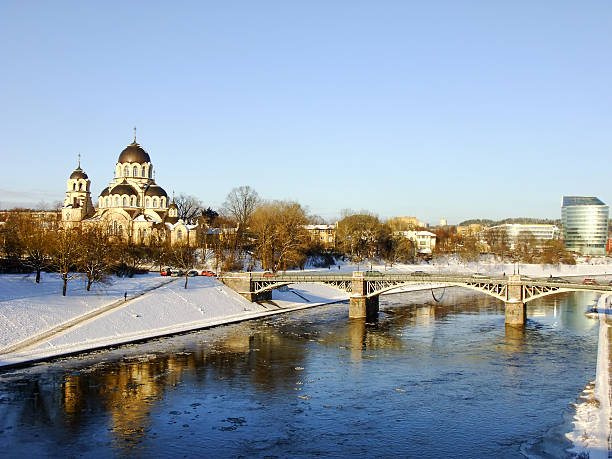 istock Cityscape with Orthodox Church and Bridge 635696620