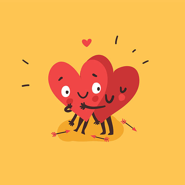 ilustrações, clipart, desenhos animados e ícones de casal no conceito de amor, dois corações bonitos abraçando - love embracing couple valentines day