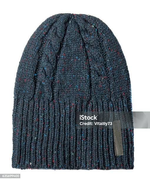 Hat Isolated On White Background Knitted Hat Blue Hat Stock Photo - Download Image Now