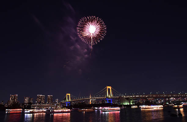istock Tokyo city view and fireworks 635700564