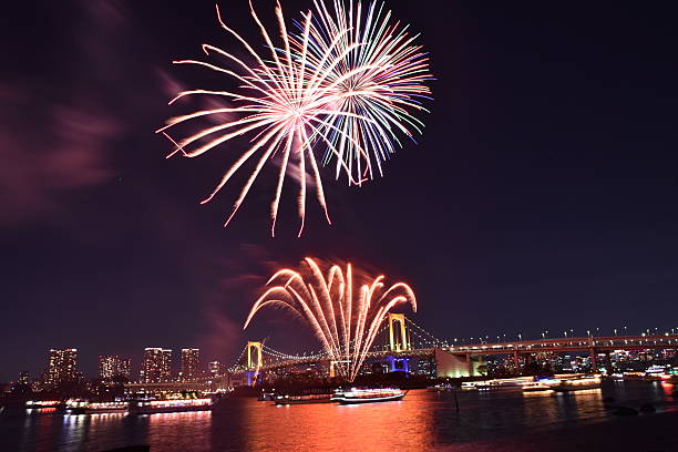 istock Tokyo city view and fireworks 635700804