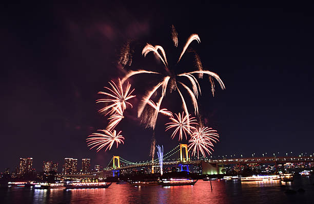 istock Tokyo city view and fireworks 635701584
