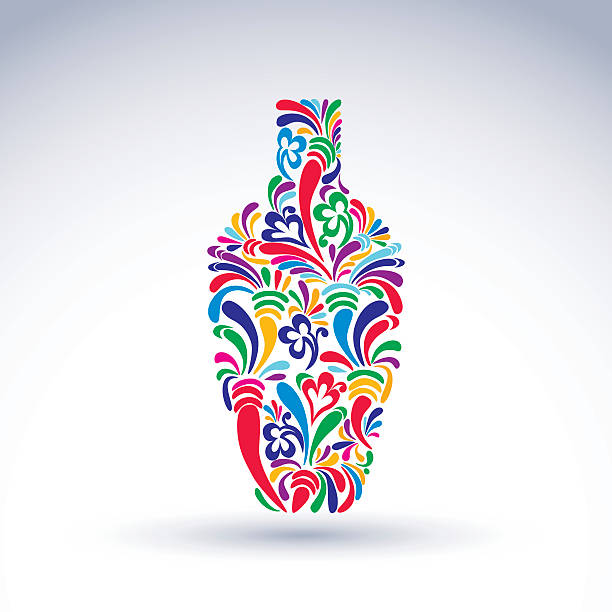kolorowy kwiat-wzorzyste butelki alkoholu i relaks koncepcja - flowerpatterned stock illustrations