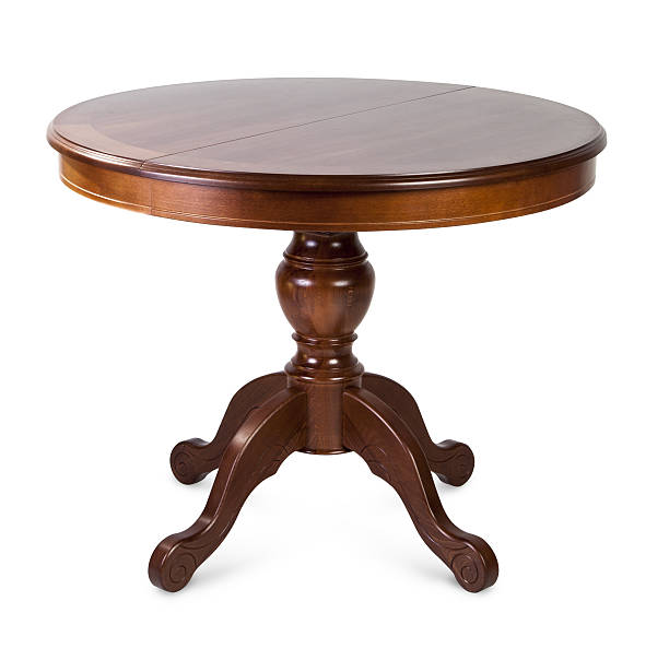 istock wooden table isolated in white 635702874