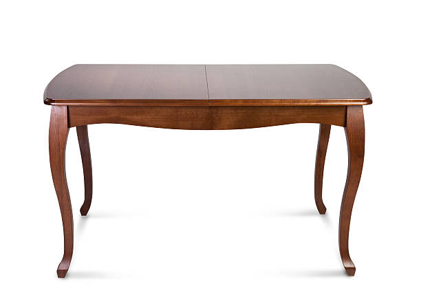 istock wooden table isolated in white 635702886