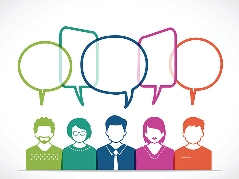 istock People and Talking with Colored Speech Bubbles 635702906