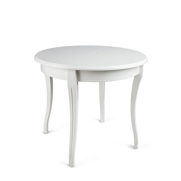 istock wooden table isolated in white 635702928