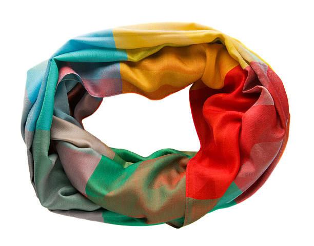 istock Scarf isolated on white background.Scarf  top view .variegated 635703054