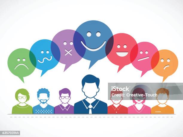 Ilustración de Personas Y Hablar Con Las Emociones y más Vectores Libres de Derechos de Emoción - Emoción, Emoticono, Burbuja