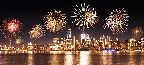 celebration day in new york city with fireworks celebration day in new york city with fireworks new years eve new york stock pictures, royalty-free photos & images