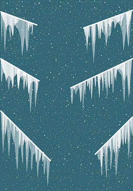 ilustraciones, imágenes clip art, dibujos animados e iconos de stock de carámbanos en la barandilla - icicle ice backgrounds melting