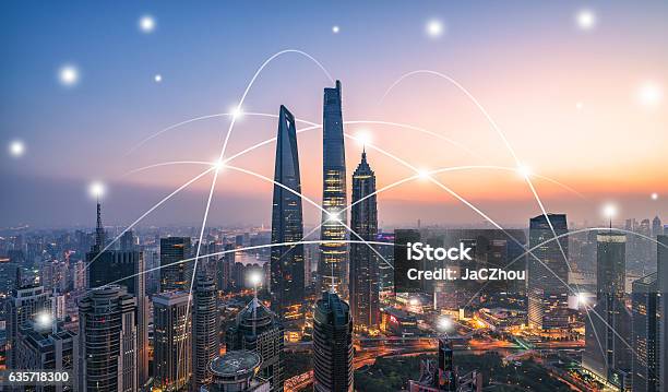 City Network Technology Stock Photo - Download Image Now - City, Connection, China - East Asia