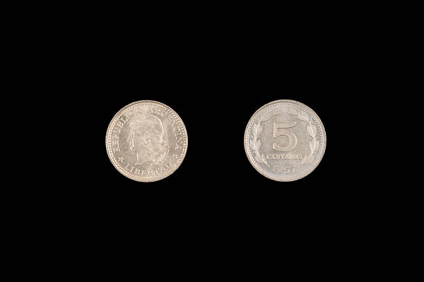 istock Old Argentinian Coin On A Black Background 635723546