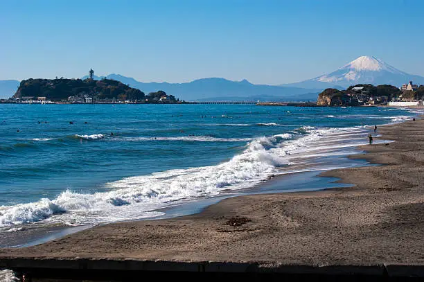 The view of Mt. Fuji and Enoshima in Shonan