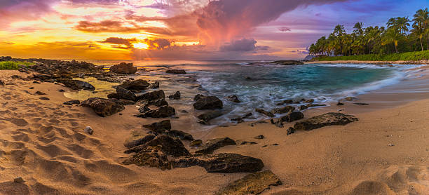 シークレット ビーチ コ オリナ - oahu water sand beach ストックフォトと画像