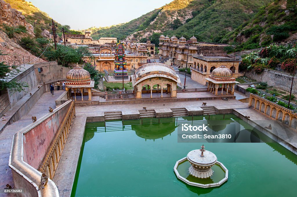 monkey temple galta ji in jaipur, india Bathtub Stock Photo