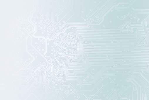 Detail of printed circuit board, in light blue tones, as a background for your business presentation