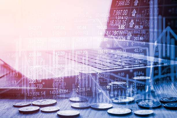 istock Stock market indicator and financial data view from LED. Double 635728516