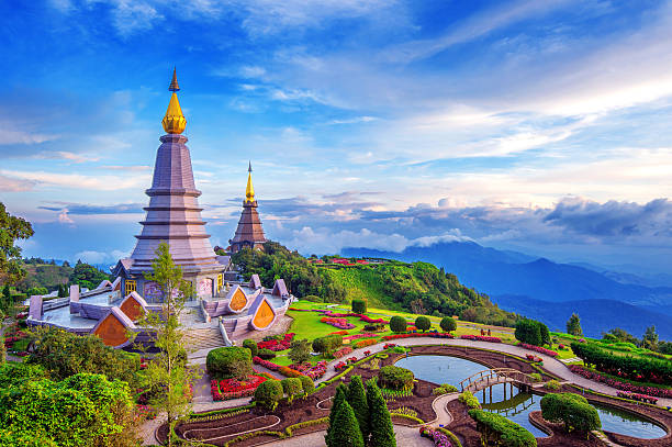 Landmark pagoda in doi Inthanon national park at Chiang mai. Landmark pagoda in doi Inthanon national park at Chiang mai, Thailand. temple stock pictures, royalty-free photos & images