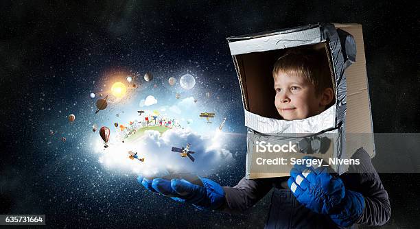 Earth Day Concept Mixed Media Stock Photo - Download Image Now - Imagination, Child, Adventure