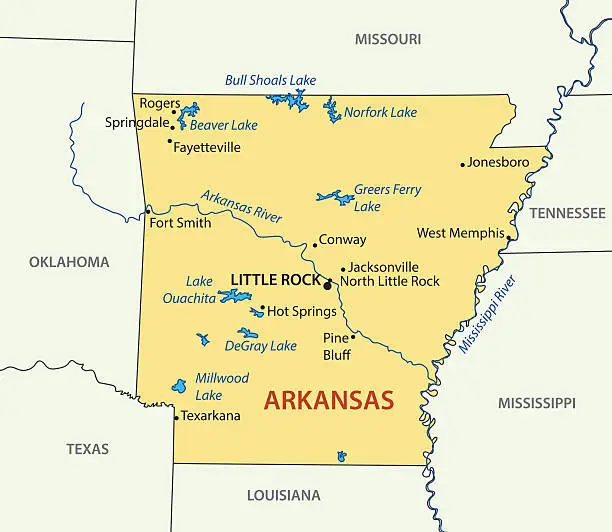 Vector illustration of Arkansas - vector map