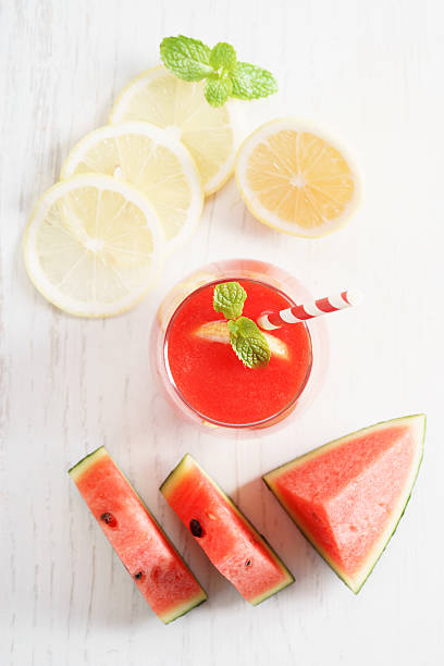 istock Watermelon juice with lemon and mint 635741024