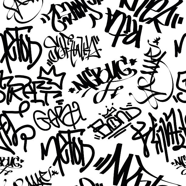 graffiti art bezszwowy wzór - typescript graffiti computer graphic label stock illustrations