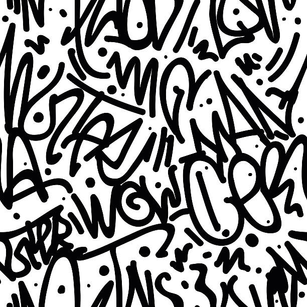 graffiti art bezszwowy wzór - typescript graffiti computer graphic label stock illustrations