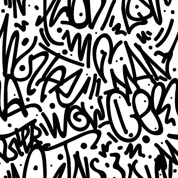 граффити искусство бесшовные шаблон - typescript graffiti computer graphic label stock illustrations