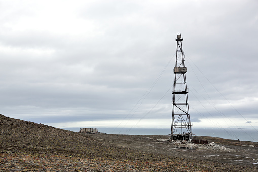 Abandoned drilling tower in Arctic