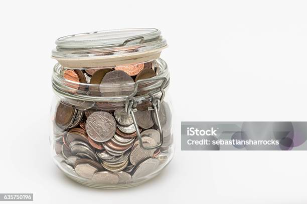 Pocket Money Jar Stock Photo - Download Image Now - Jar, British Currency, UK