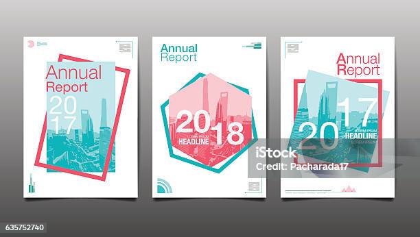 Annual Report 2017 2018 2019 Template Layout Design Stock Illustration - Download Image Now