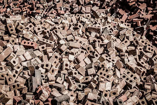 Huge Piles of Block and Brick Rubble at Brickyard