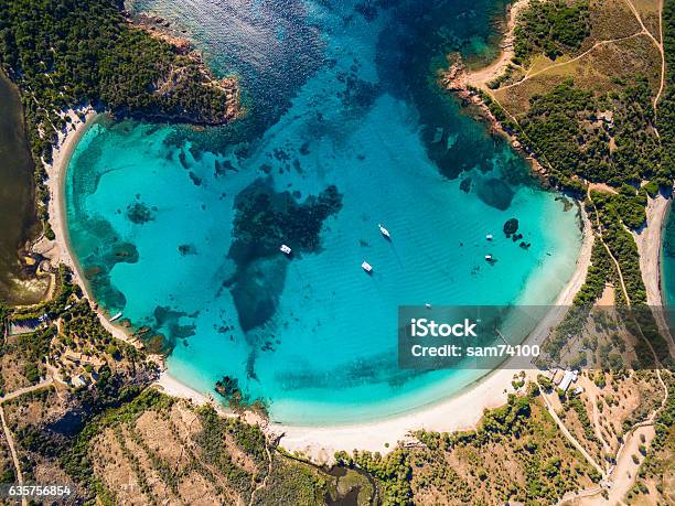 Aerial View Of Rondinara Beach In Corsica Island In France Stock Photo - Download Image Now