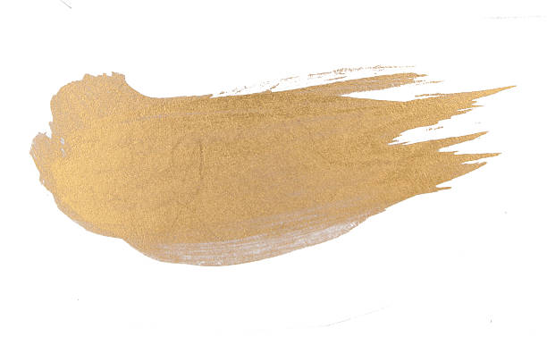 istock Gold watercolor texture brush stroke 635758720