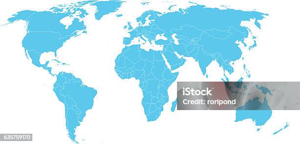 World Map Stock Illustration - Download Image Now - World Map, Country - Geographic Area, Outline