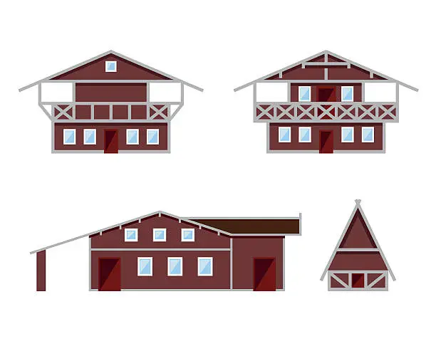 Vector illustration of Chalet houses