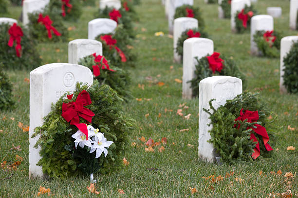 Geschmückte Gräber auf dem Nationalfriedhof arlington – Foto