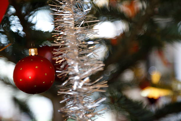 istock Red glass globe christmas ornaments 635763714