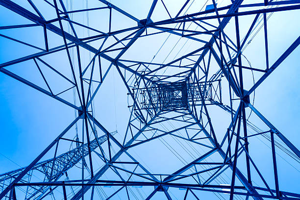 istock High contrast image of power tower 635765298
