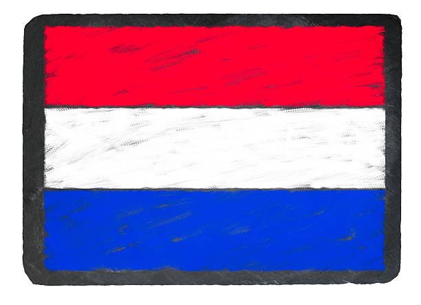 istock Red white and blue flag chalk on slate blackboard 635767406