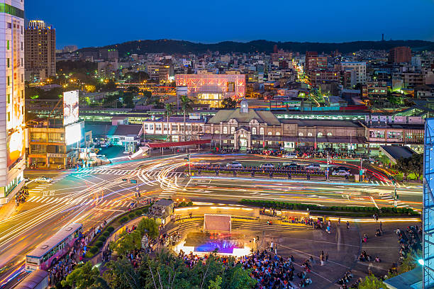 Night view of Hsinchu station in Taiwan